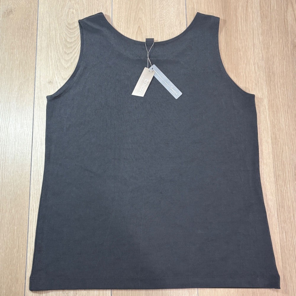 Chicos Travelers Reversible Tank Top Dark Gray Size 2 Large Sleeveless 570120180